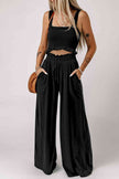 Square Neck Cropped Tank Top and Long Pants Set