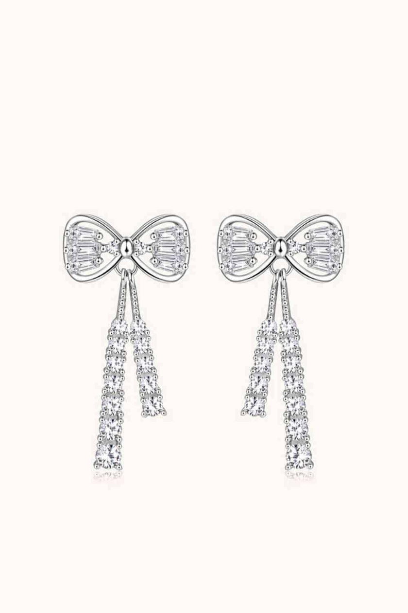 1.12 Carat Moissanite 925 Sterling Silver Bow Earrings