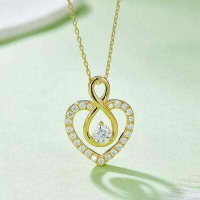 1 Carat Moissanite 925 Sterling Silver Heart Shape Necklace