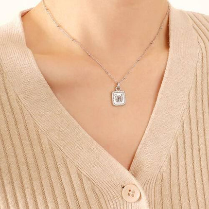 Butterfly Square Titanium Steel Pendant Necklace