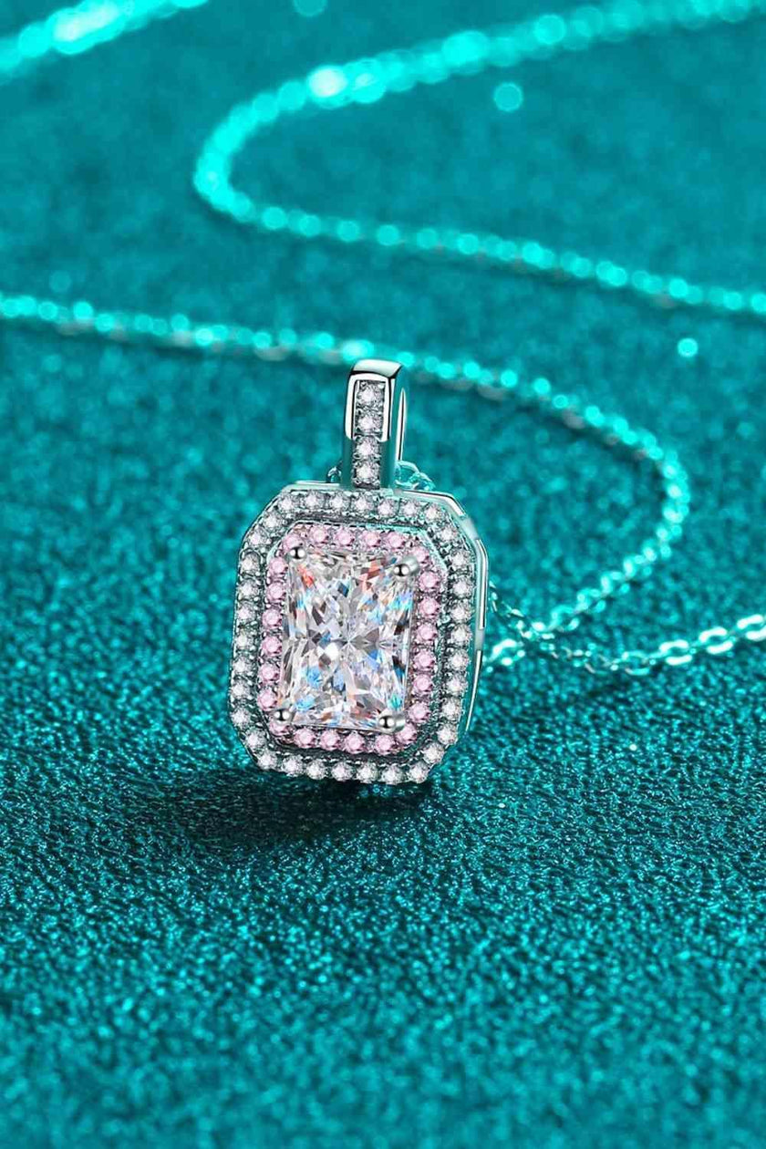 1 Carat Moissanite Geometric Pendant Chain Necklace