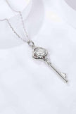 925 Sterling Silver 1 Carat Moissanite Key Pendant Necklace