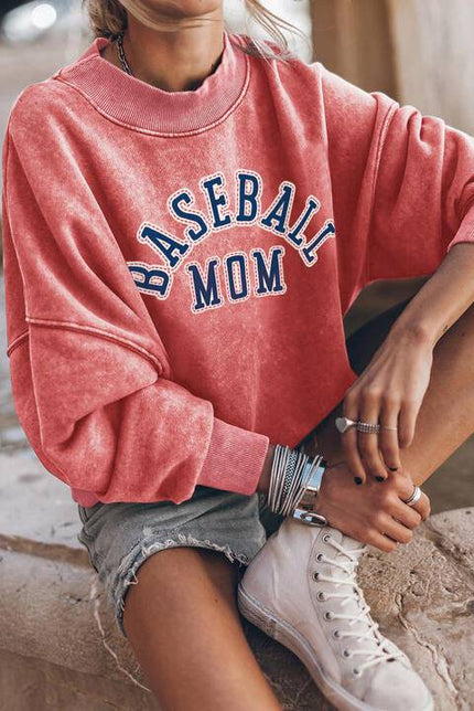 BASEBALL MOM Graphic Drop Shoulder Sweatshirt