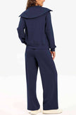 Half Zip Collared Neck Sweatshirt and Pants Set