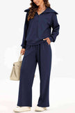 Half Zip Collared Neck Sweatshirt and Pants Set