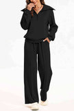 Half Zip Collared Neck Sweatshirt and Pants Set