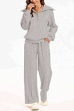 Half Zip Collared Neck Sweatshirt and Pants Set