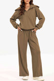 Half Zip Collared Neck Sweatshirt and Pants Set