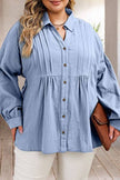 Plus Size High-Low Button Up Dropped Shoulder Shirt