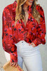 Plus Size Printed Collared Neck Long Sleeve Shirt