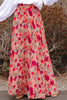 Printed Elastic Waist Pleated Maxi Skirt