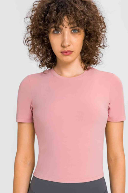 Round Neck Short Sleeve Yoga Tee