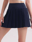 Pleated Elastic Waistband Sports Skirt