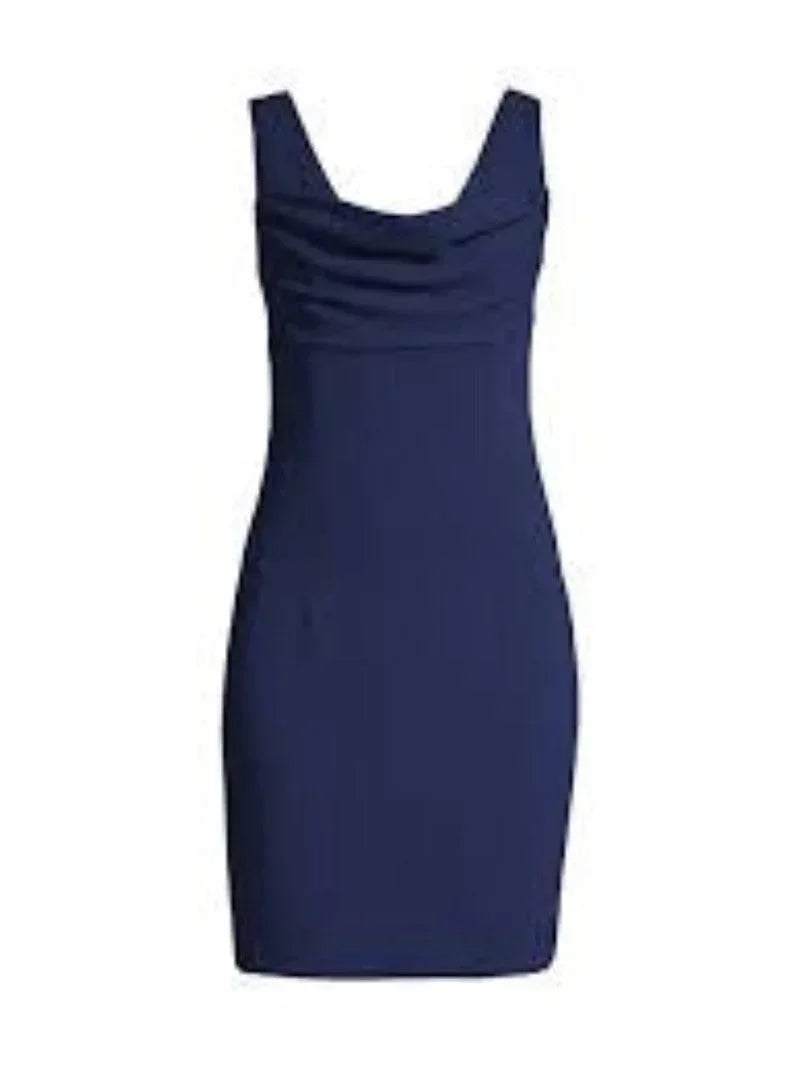 Trina Turk Women's Navy Blue cowl neckline Sultry Dress