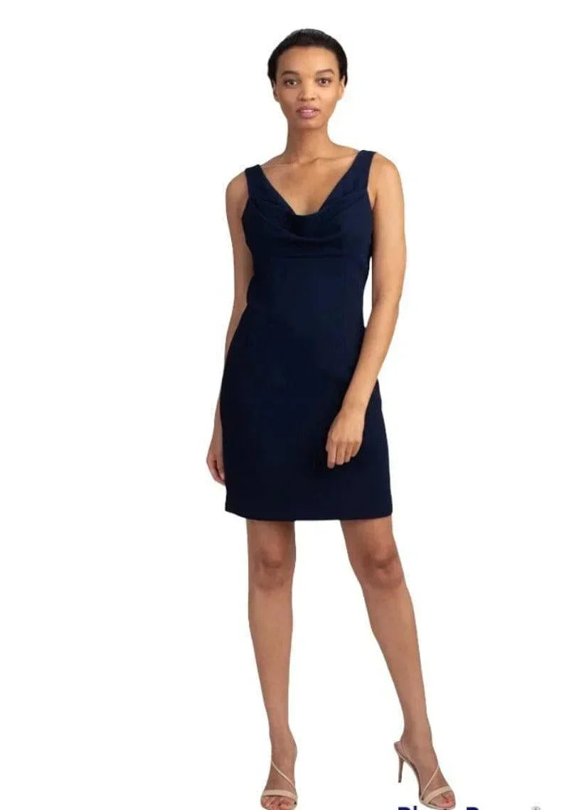 Trina Turk Women's Navy Blue cowl neckline Sultry Dress