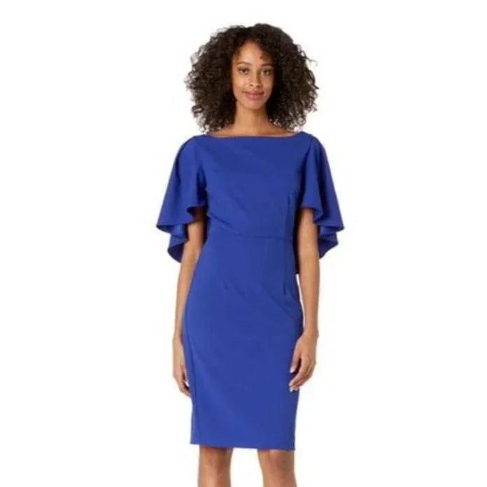 Trina Turk Sapphire Blue Cape Sleeve Dress
