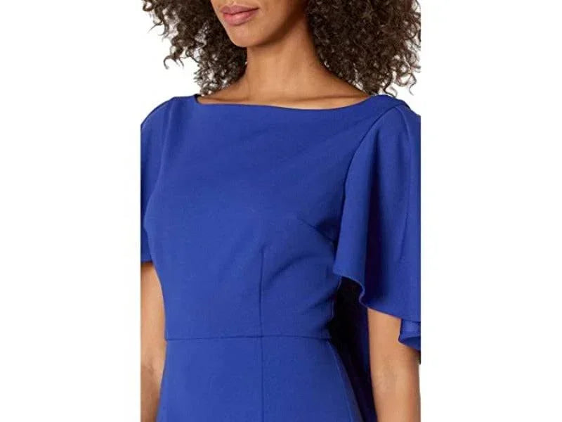 Trina Turk Sapphire Blue Cape Sleeve Dress