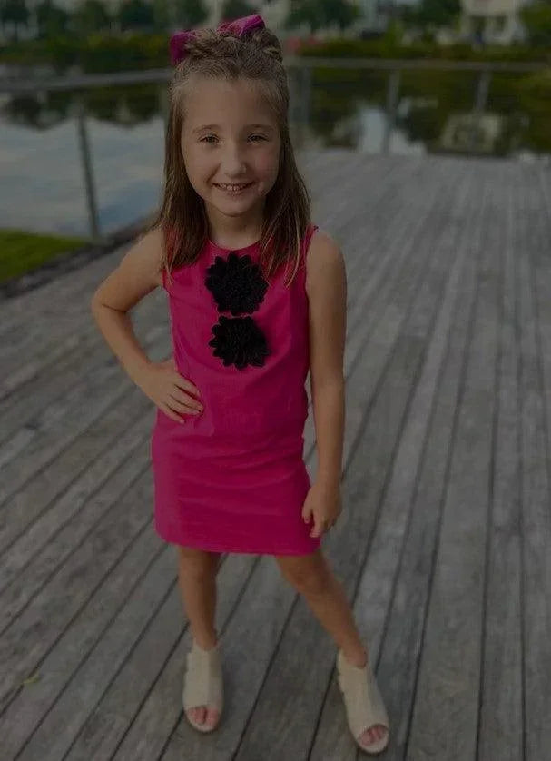 Tween Girls Pink Flower Shift Dress