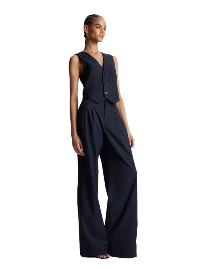 Liza Two Piece Tailored Retro Waistcoat and Wide Leg Pants Set