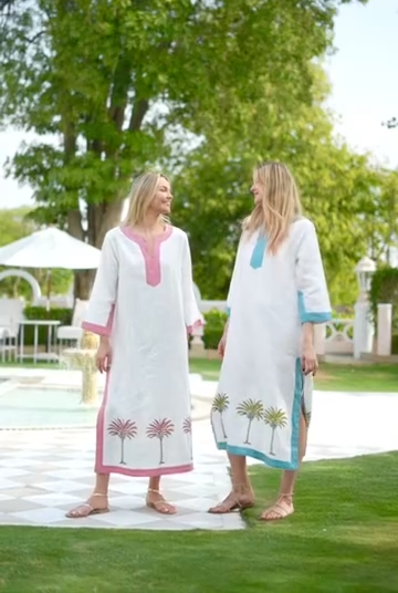 Hampton Kaftan 100% Linen Maxi — Palm
