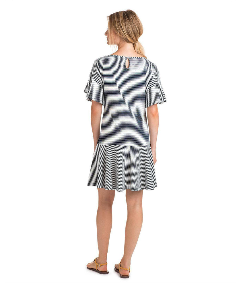 VINEYARD VINES STRIPE FLOUNCE FLUTTER DRESS-FEATURED