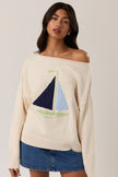 omen ivory sailboat boat neck sweater summer layering