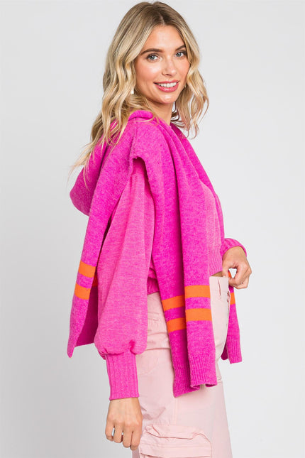 Barbie Hot Pink Faux Sweater Hooded Woman's Shawl Wrap