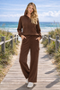 women chocolate brown cargo lounge set beach boardwalk 