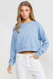  women cropped terry sweatshirt with high waisted jeans side 
