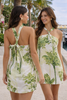 Women’s Palm Print Halter Mini Dress