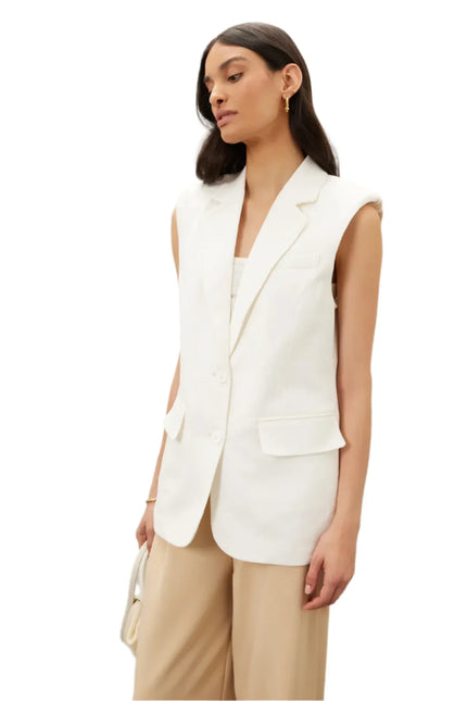 women sleeveless blazer with notch lapels year round layering