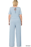 Plus Jumpsuit Elastic Waist with Back Keyhole