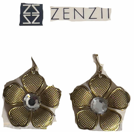 ZENZII GOLD BRASS FLOWER fish hook Earrings
