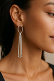 ZENZII Modern Elegance: Triple Teardrop Silver Drop Earrings