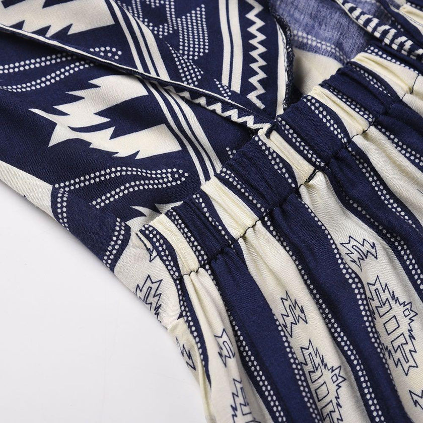 Women's Printed Aztec Halter Boho Luxe Maxi Dress