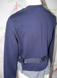 BY NANCY HAND EMBROIDERED CRYSTALS SWEATSHIRT FAUX COTTON SHIRT HEM