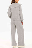 Half Zip Collared Neck Sweatshirt and Pants Set