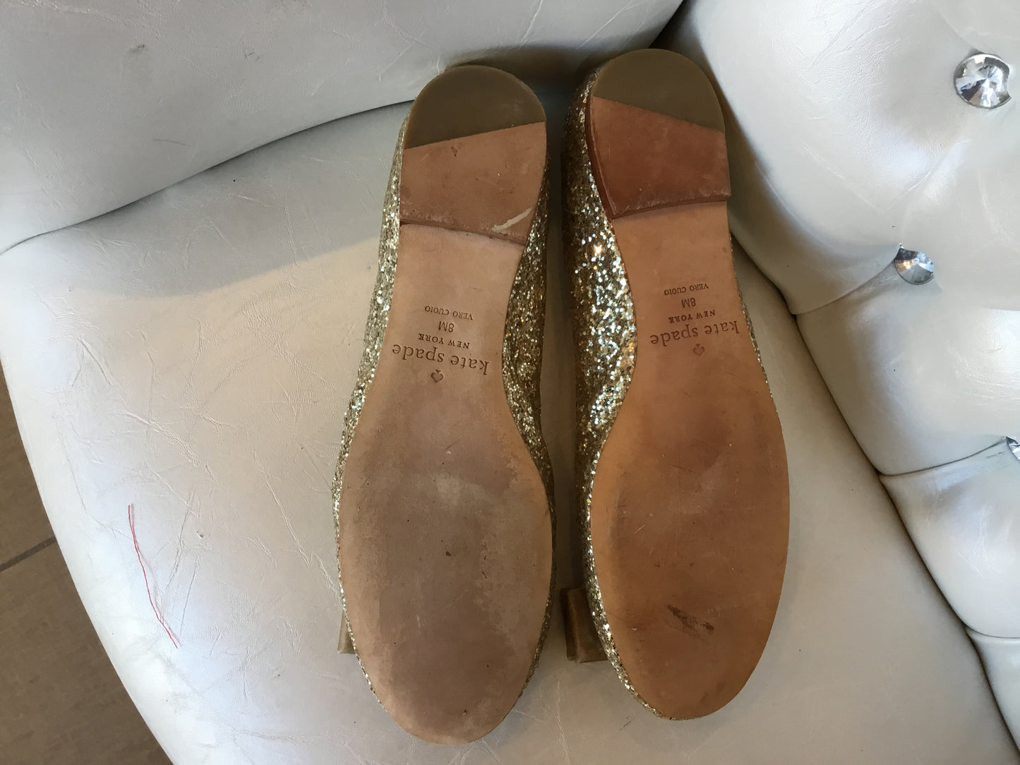 KATE SPADE GOLD BOW BALLET FLATS 8M EXCELLENT USED CONDITION