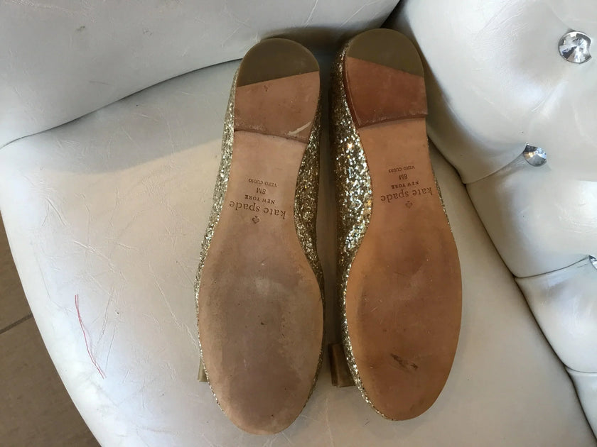 Kate spade♠️ Metallic Sequin Bow-front Ballet Flat 8M EUC