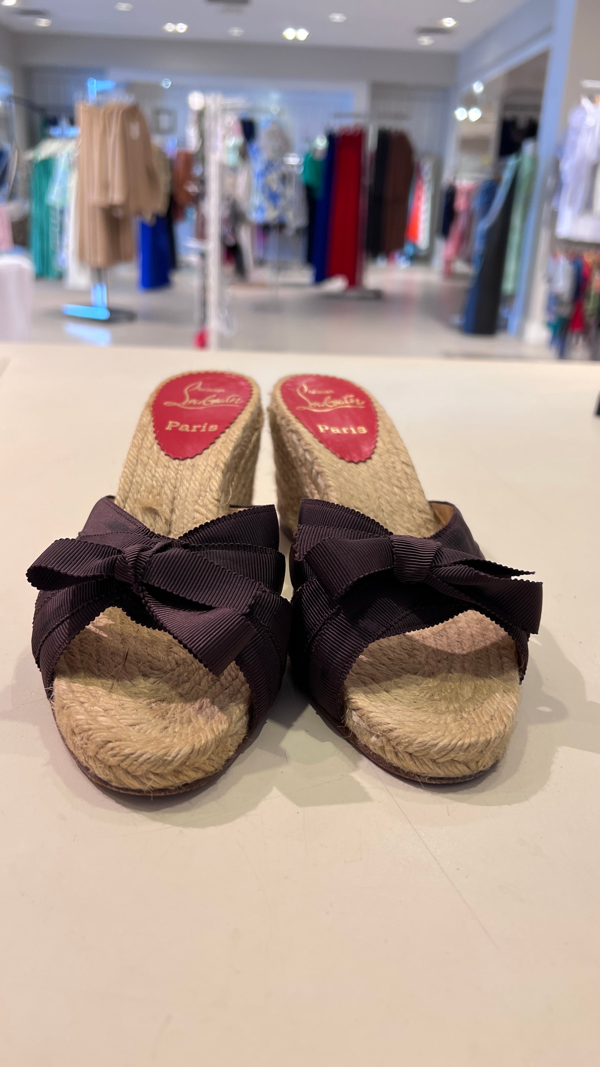 Christian Louboutin Espadrilles Brown Grosgrain Sandals