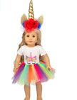 3 Piece unicorn doll multi tutu outfit cape cod fashionista