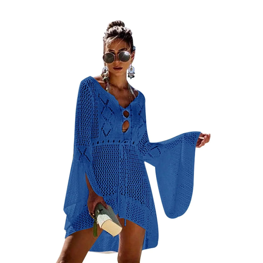 Women's CROCHET BELL SLEEVE Beach cover-up