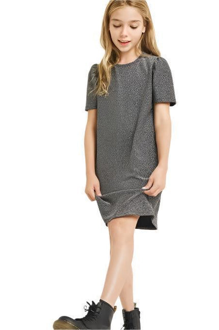 TWEEN GIRLS Silver Black Shimmer Shift Dress