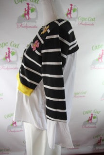 BY NANCY HAND EMBROIDERED CRYSTALS SWEATSHIRT FAUX COTTON SHIRT HEM