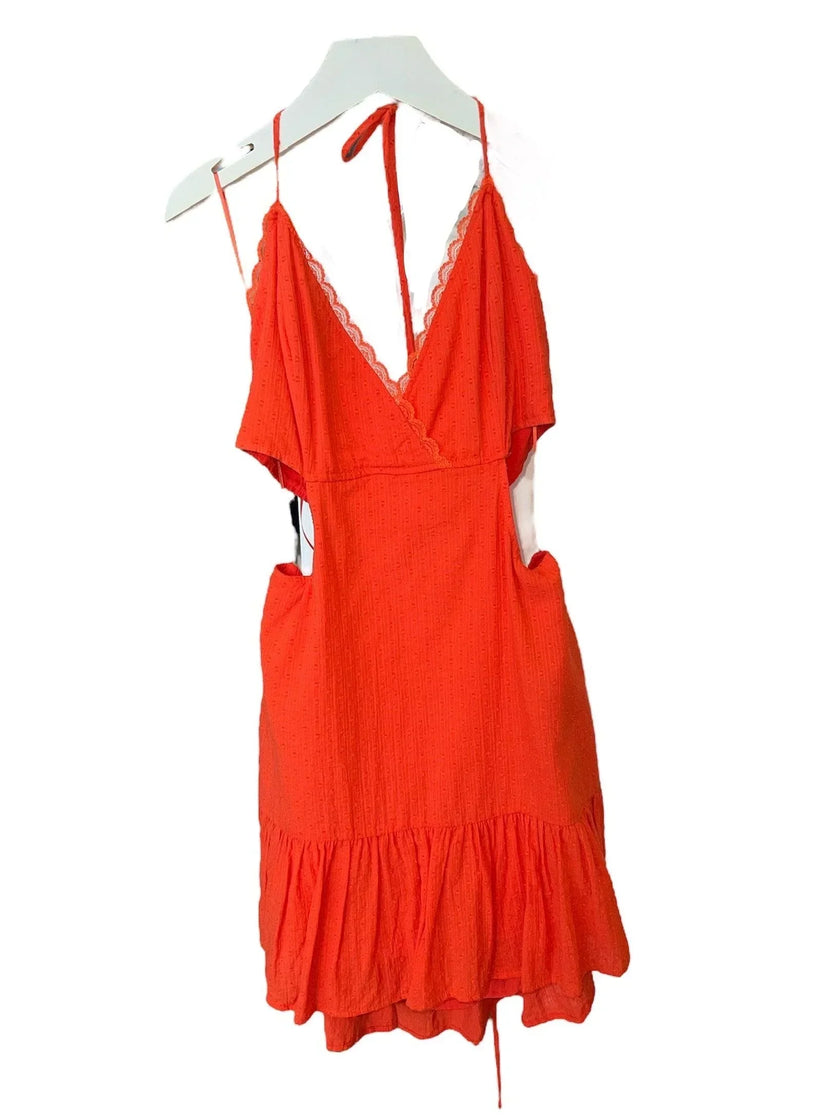 Coral Lace Scoop Back Juniors Dress