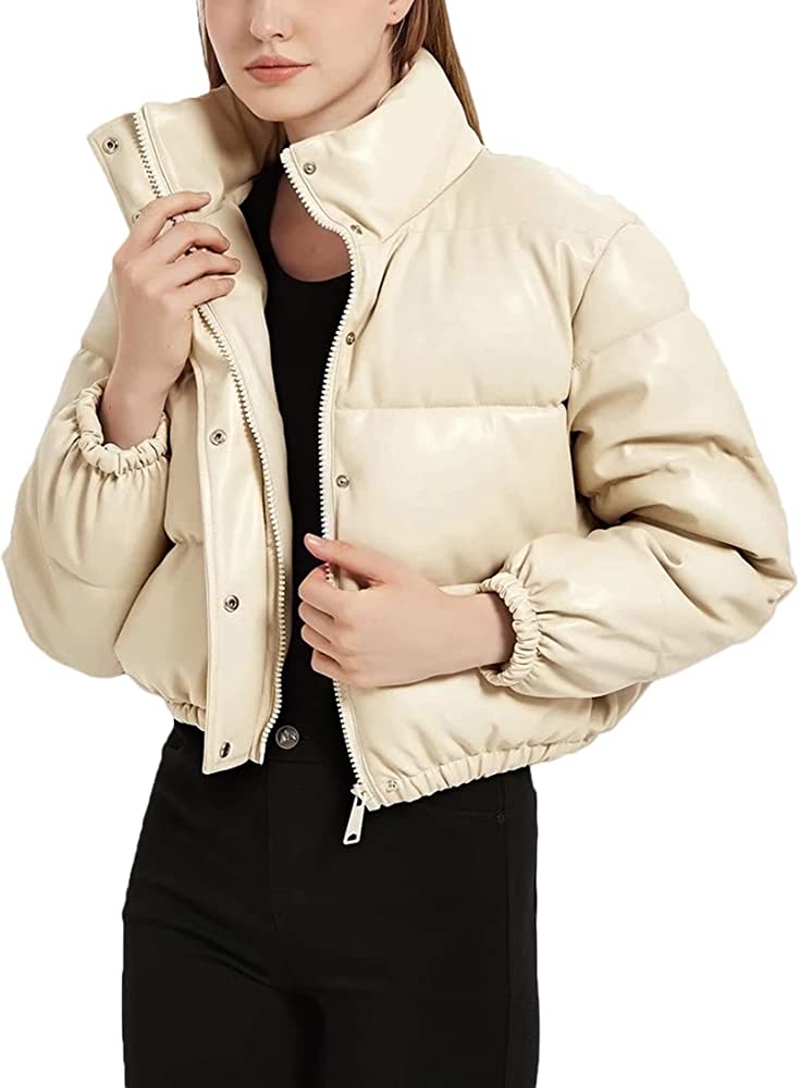Leather Puffer in Latte