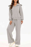 Half Zip Collared Neck Sweatshirt and Pants Set