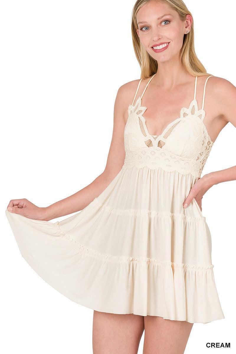 Crochet Lace Ruffle Cami Dress or Top