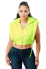 So Sexy Side Tie Cropped Puffer Hoodie Vest