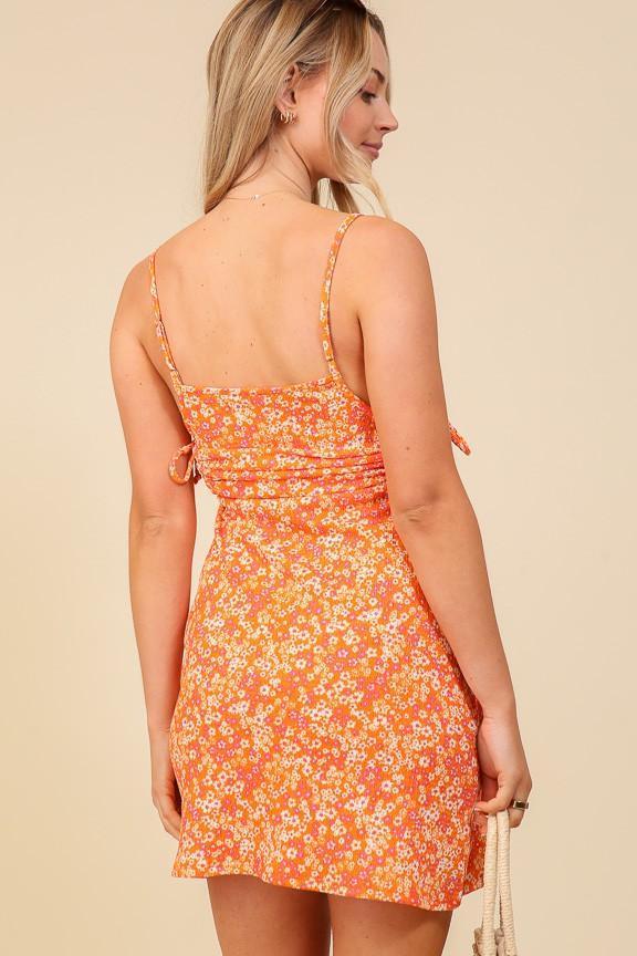 Orange Blossom Tie Mini Dress